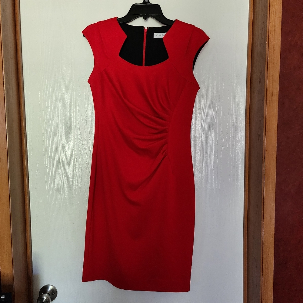Calvin Klein Womens Red Sleeveless Dress Size 4